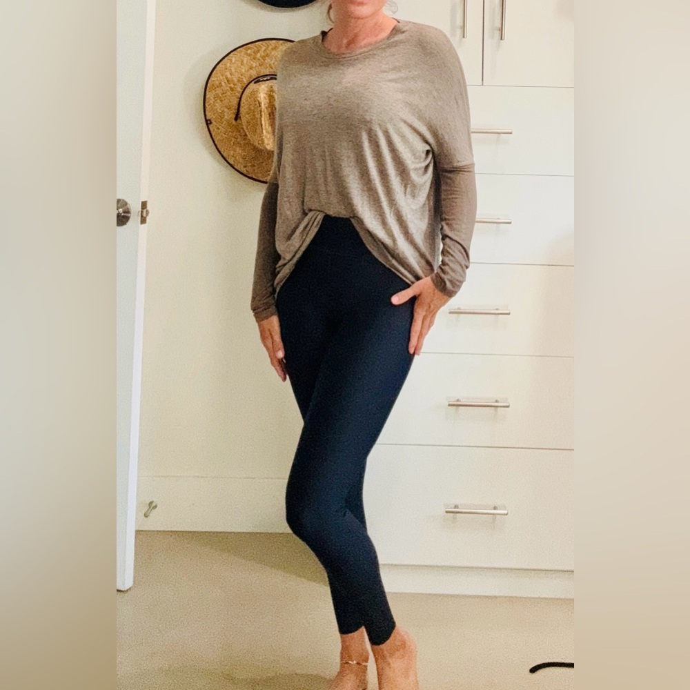 Brown 2 tone long sleeve soft t shirt with open elbows